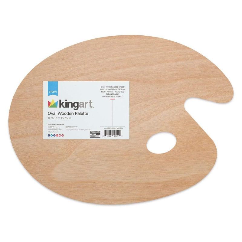 kingart studio kingart studio over sized oval shaped wooden palette oil acrylic paint tray 11 75 x 15 75 29490126454945