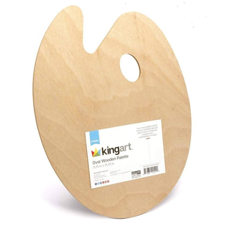 kingart studio kingart studio over sized oval shaped wooden palette oil acrylic paint tray 11 75 x 15 75 29490127569057