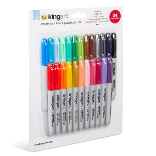 kingart studio kingart studio permanent fine tip markers set of 24 unique vivid colors 30147214868641