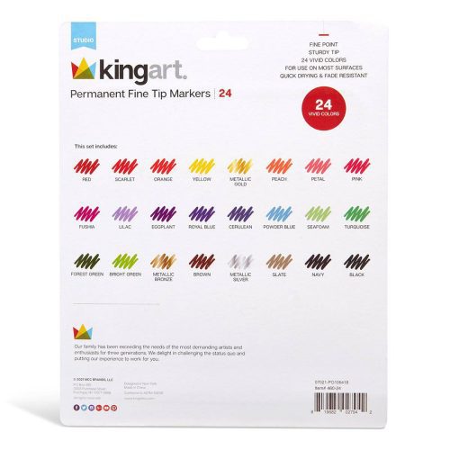 kingart studio kingart studio permanent fine tip markers set of 24 unique vivid colors 30147214901409