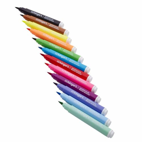 kingart studio kingart studio soft tip brush marker set with case set of 12 unique colors 29540191928481