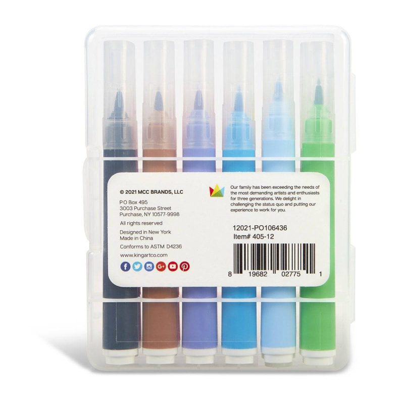 kingart studio kingart studio soft tip brush marker set with case set of 12 unique colors 29540193927329