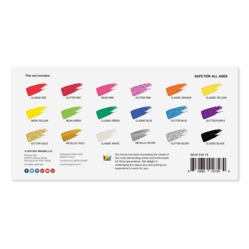 kingart studio kingart studio tempera paint washable 60ml 2oz bottle set of 18 unique colors 29536452903073