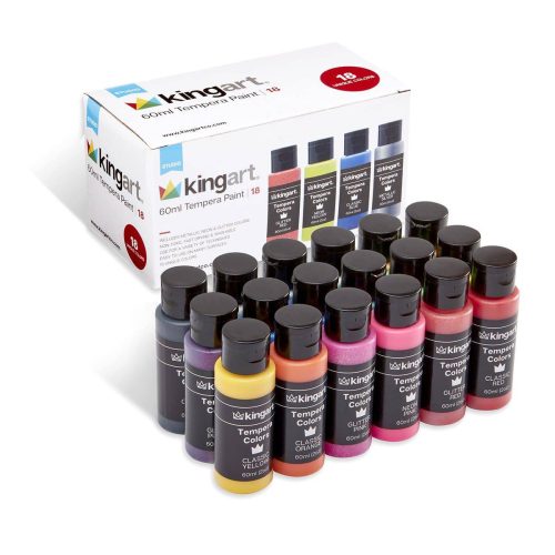 kingart studio kingart studio tempera paint washable 60ml 2oz bottle set of 18 unique colors 29561194086561