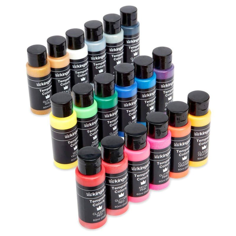 kingart studio kingart studio tempera paint washable 60ml 2oz bottle set of 18 unique colors 29561411698849