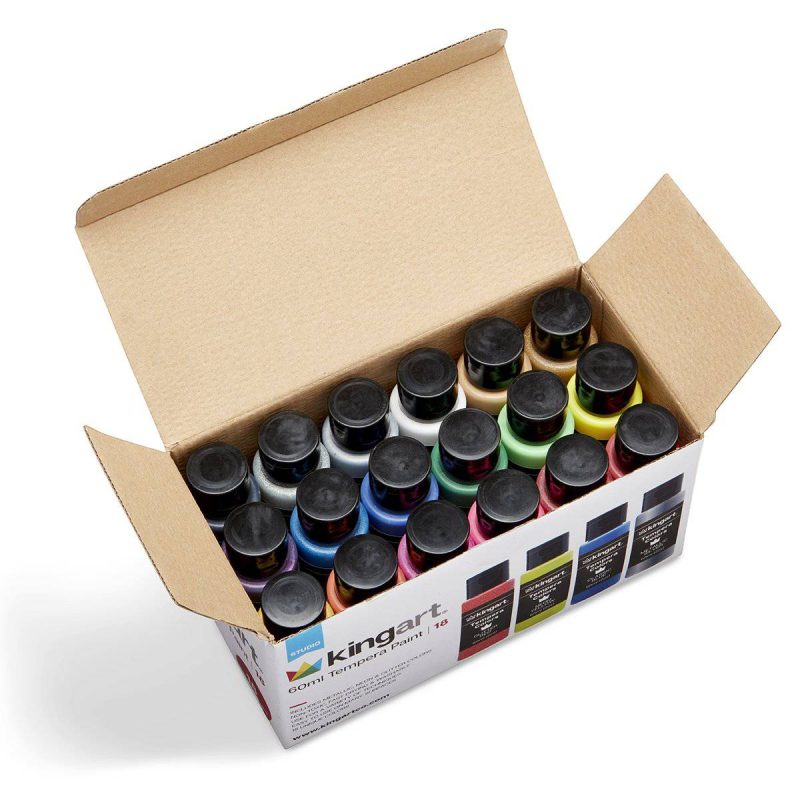 kingart studio kingart studio tempera paint washable 60ml 2oz bottle set of 18 unique colors 29561414746273