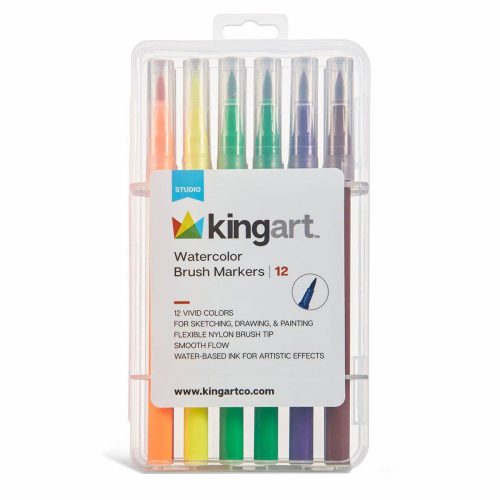 kingart studio kingart studio watercolor brush markers travel storage case set of 12 unique colors 29440857505953