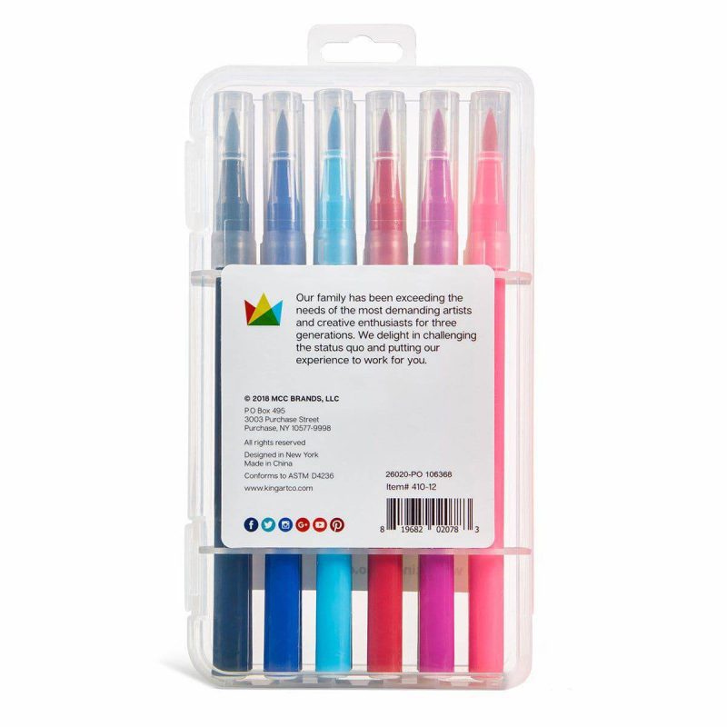 kingart studio kingart studio watercolor brush markers travel storage case set of 12 unique colors 29440871432353