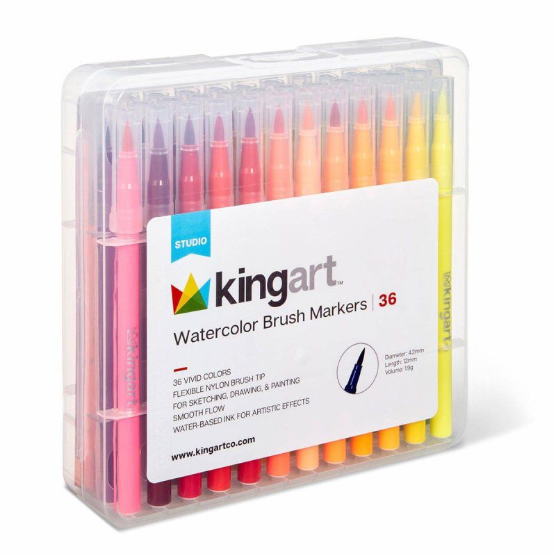 kingart studio kingart studio watercolor brush markers travel storage case set of 36 unique colors 29441263206561