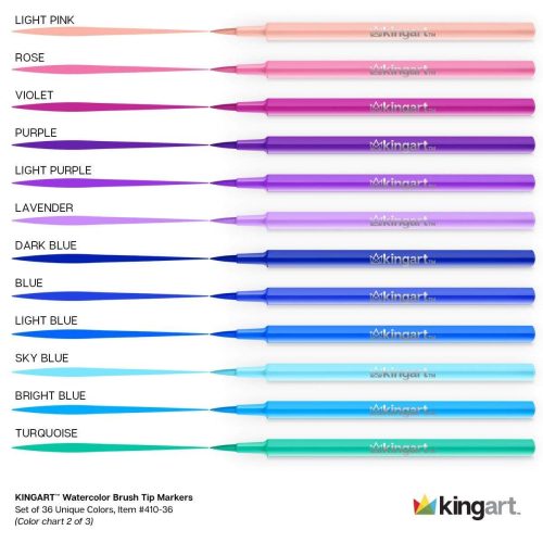 kingart studio kingart studio watercolor brush markers travel storage case set of 36 unique colors 29441270874273