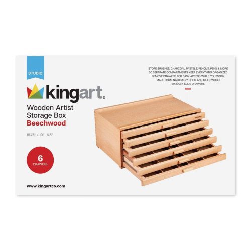 kingart studio kingart studio wooden artist storage box 6 drawer designed storage for art materials natural finish 29495852335265