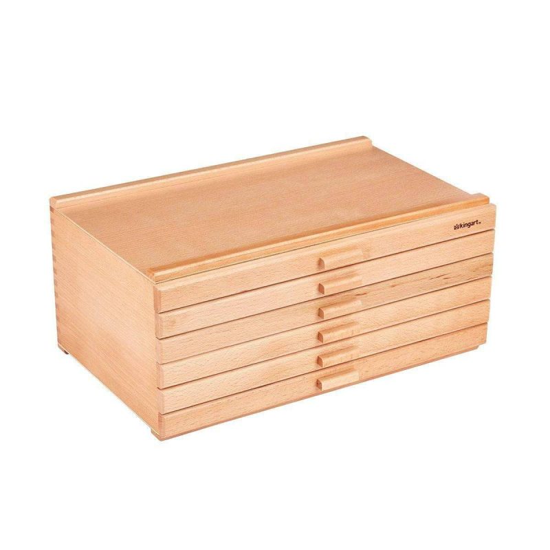 kingart studio kingart studio wooden artist storage box 6 drawer designed storage for art materials natural finish 29495854137505