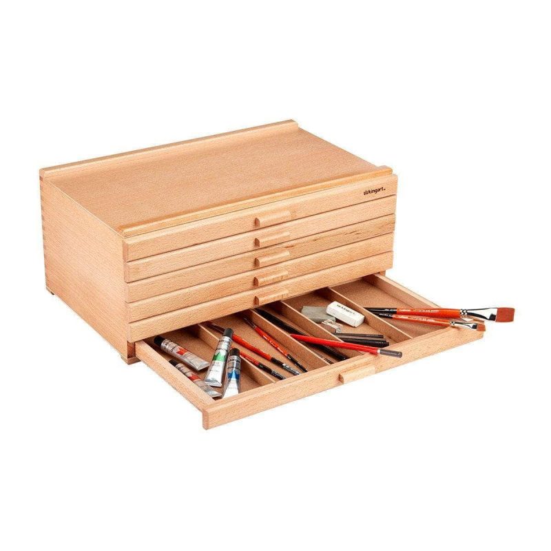 kingart studio kingart studio wooden artist storage box 6 drawer designed storage for art materials natural finish 29495876223137