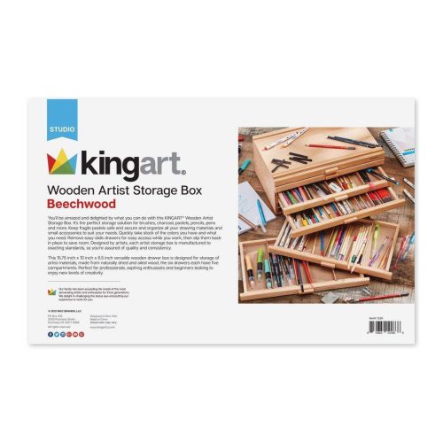 kingart studio kingart studio wooden artist storage box 6 drawer designed storage for art materials natural finish 29495889658017