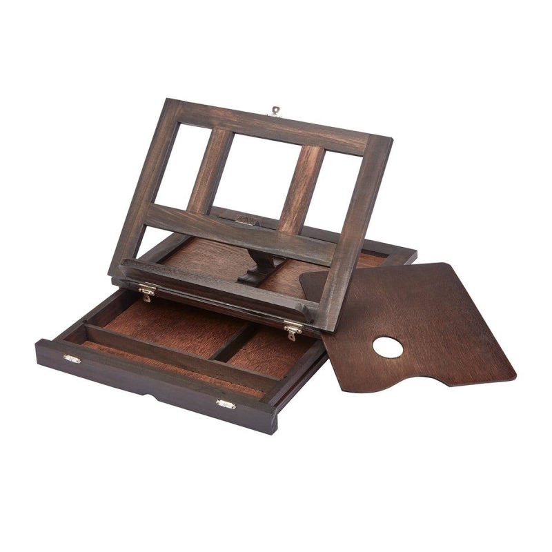 kingart studio kingart studio wooden tabletop desk easel with storage drawer wood paint palette espresso finish 29536460308641