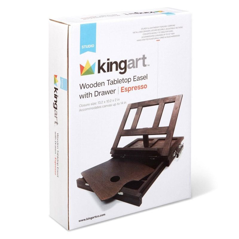 kingart studio kingart studio wooden tabletop desk easel with storage drawer wood paint palette espresso finish 29536460964001