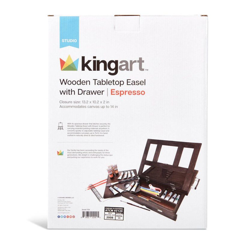 kingart studio kingart studio wooden tabletop desk easel with storage drawer wood paint palette espresso finish 29536462241953