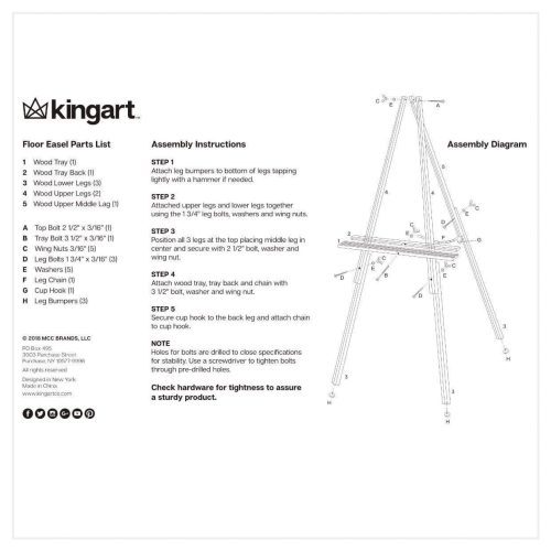 kingart studio kingart studio wooden tripod floor standing easel 65 natural finish 29490216632481