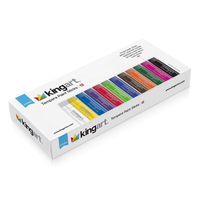 kingart studio kingart tempera paint sticks washable rich creamy set of 12 unique colors 29458779635873