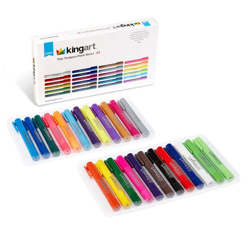 kingart studio kingart tempera paint thin sticks washable rich creamy set of 24 unique colors 29490267226273