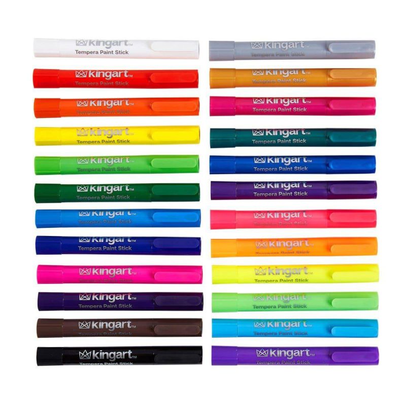 kingart studio kingart tempera paint thin sticks washable rich creamy set of 24 unique colors 29490269126817