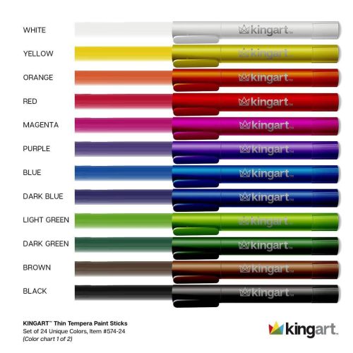 kingart studio kingart tempera paint thin sticks washable rich creamy set of 24 unique colors 29490270699681