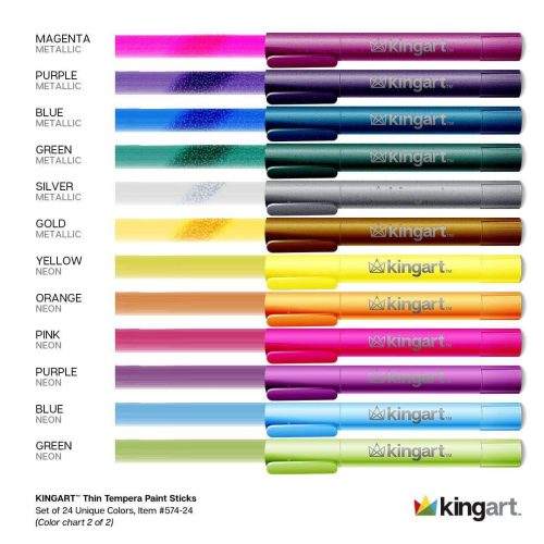 kingart studio kingart tempera paint thin sticks washable rich creamy set of 24 unique colors 29490271551649