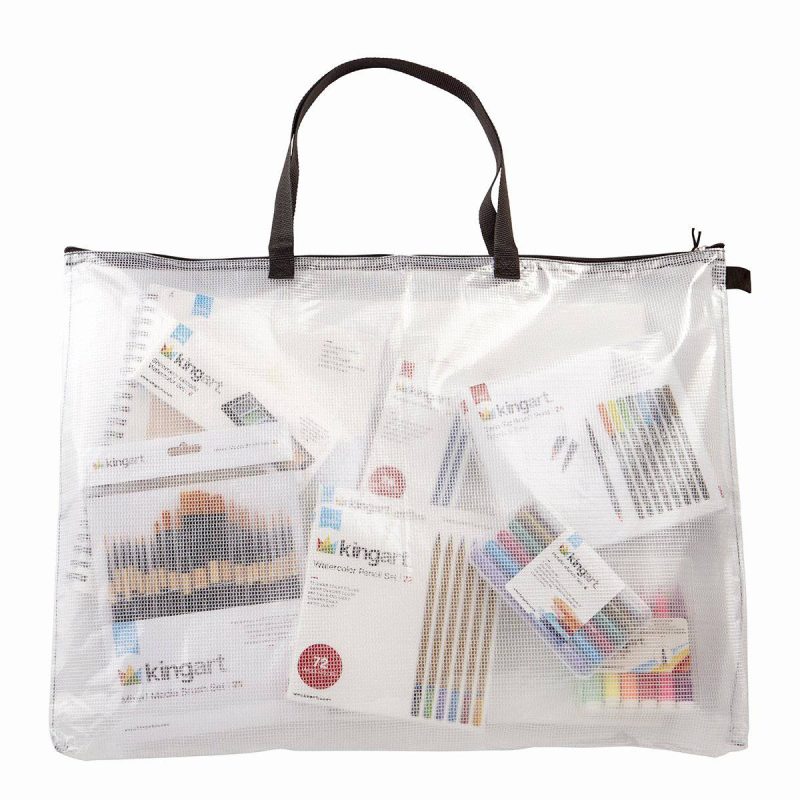 kingart studio kingart vinyl mesh travel bag with zipper handle 19 x 25 29560310104225