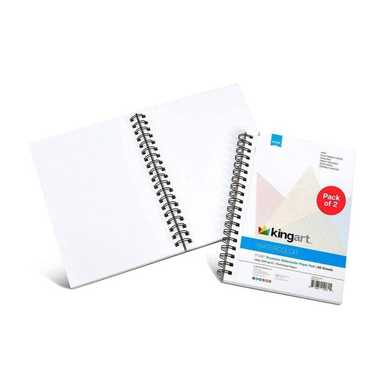 kingart studio kingart watercolor paper 2 pack cold pressed acid free perforated 7 x 10 30 sheets per pad 29489988468897