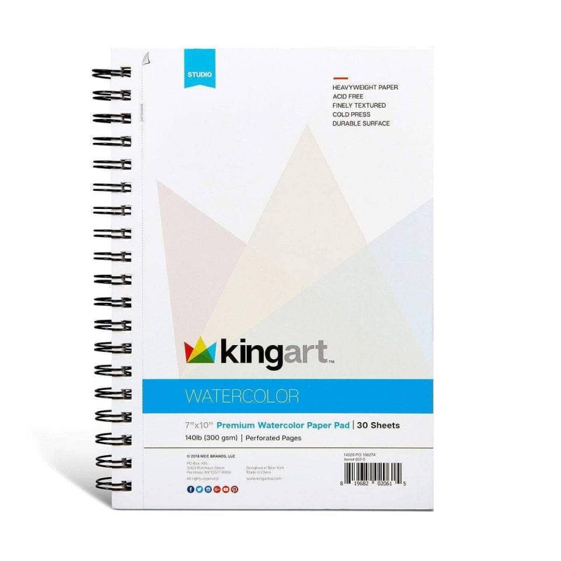 kingart studio kingart watercolor paper 2 pack cold pressed acid free perforated 7 x 10 30 sheets per pad 29489992106145