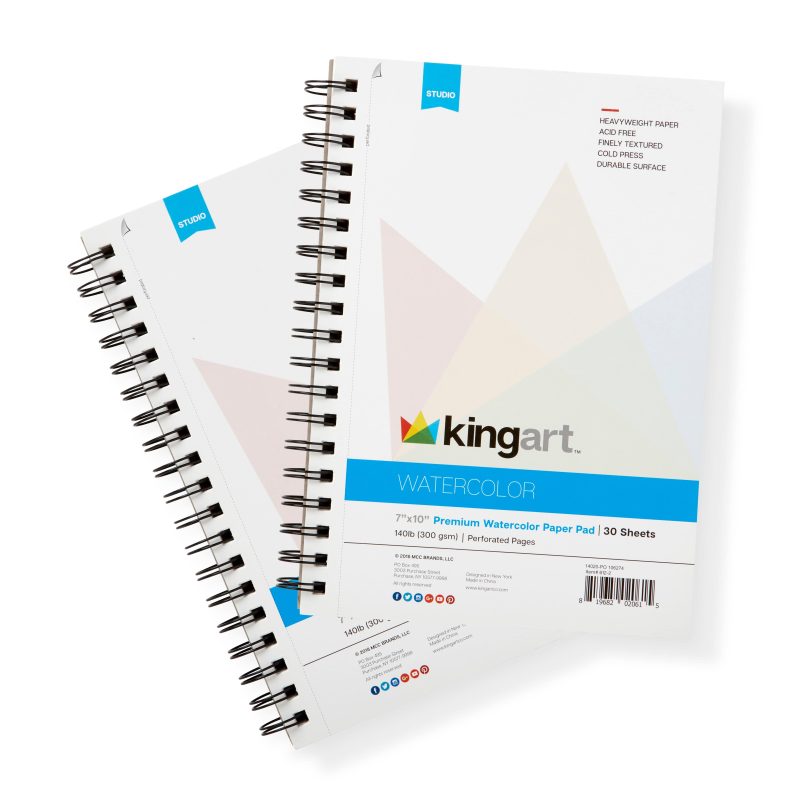 kingart studio kingart watercolor paper 2 pack cold pressed acid free perforated 7 x 10 30 sheets per pad 30305360183457