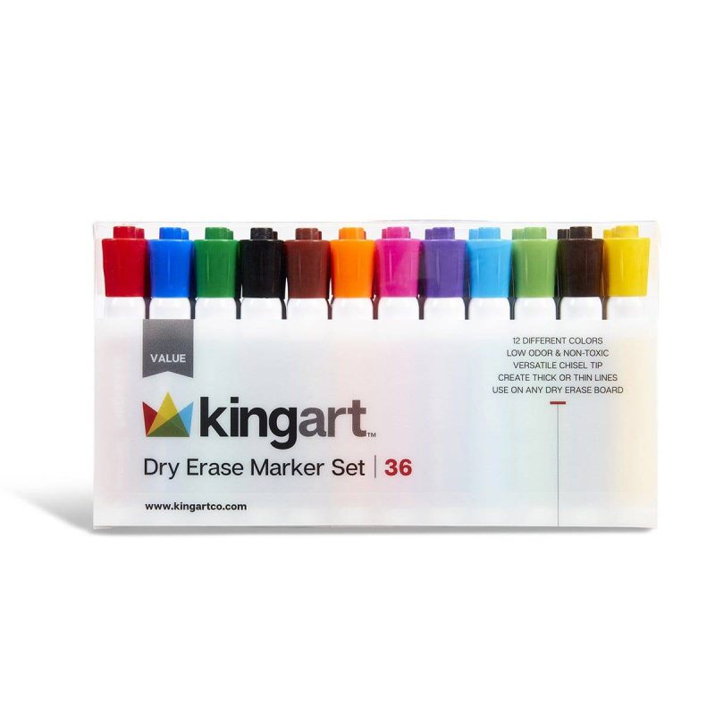 kingart value kingart value pack dry erase markers set of 36 12 colors 3 each 29536454869153