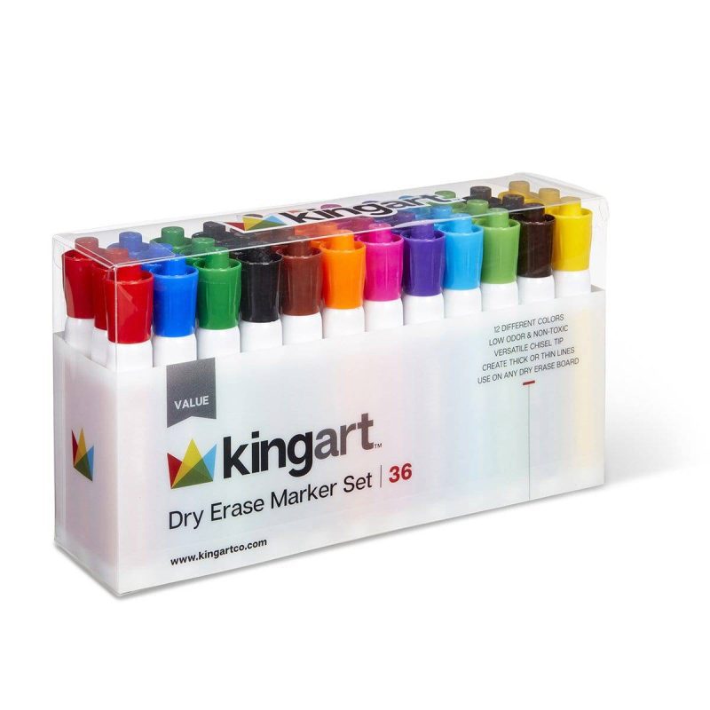 kingart value kingart value pack dry erase markers set of 36 12 colors 3 each 29536455032993