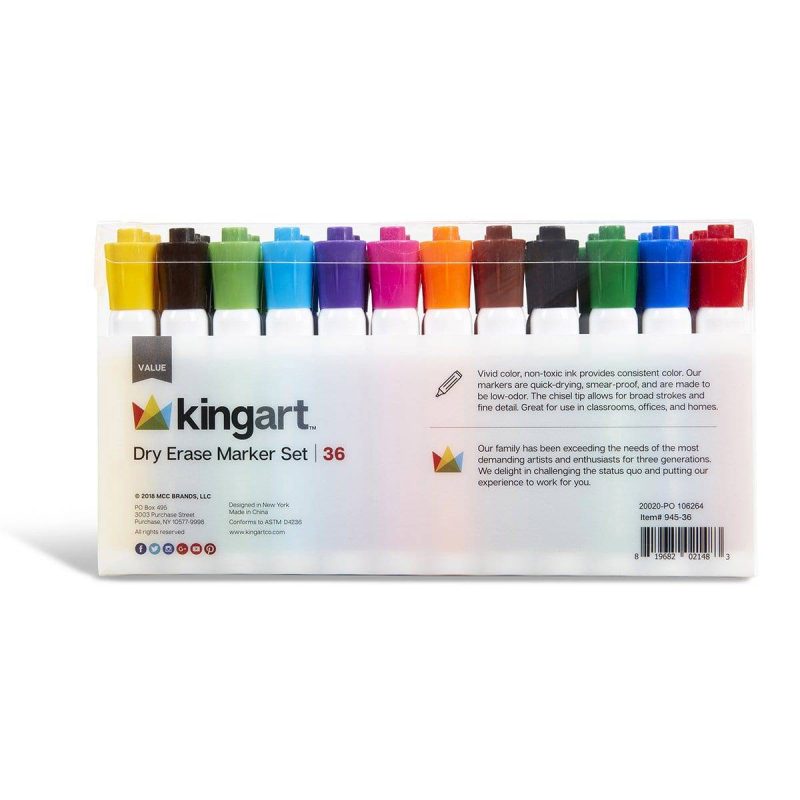 kingart value kingart value pack dry erase markers set of 36 12 colors 3 each 29536455688353