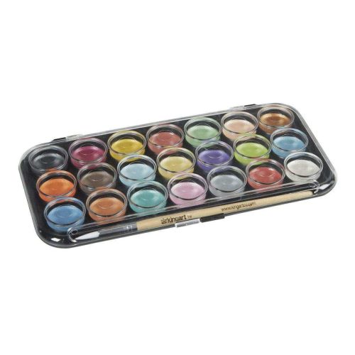 kingart value kingart watercolor pan set pearlescent colors 21 unique shades paint brush 29574134399137